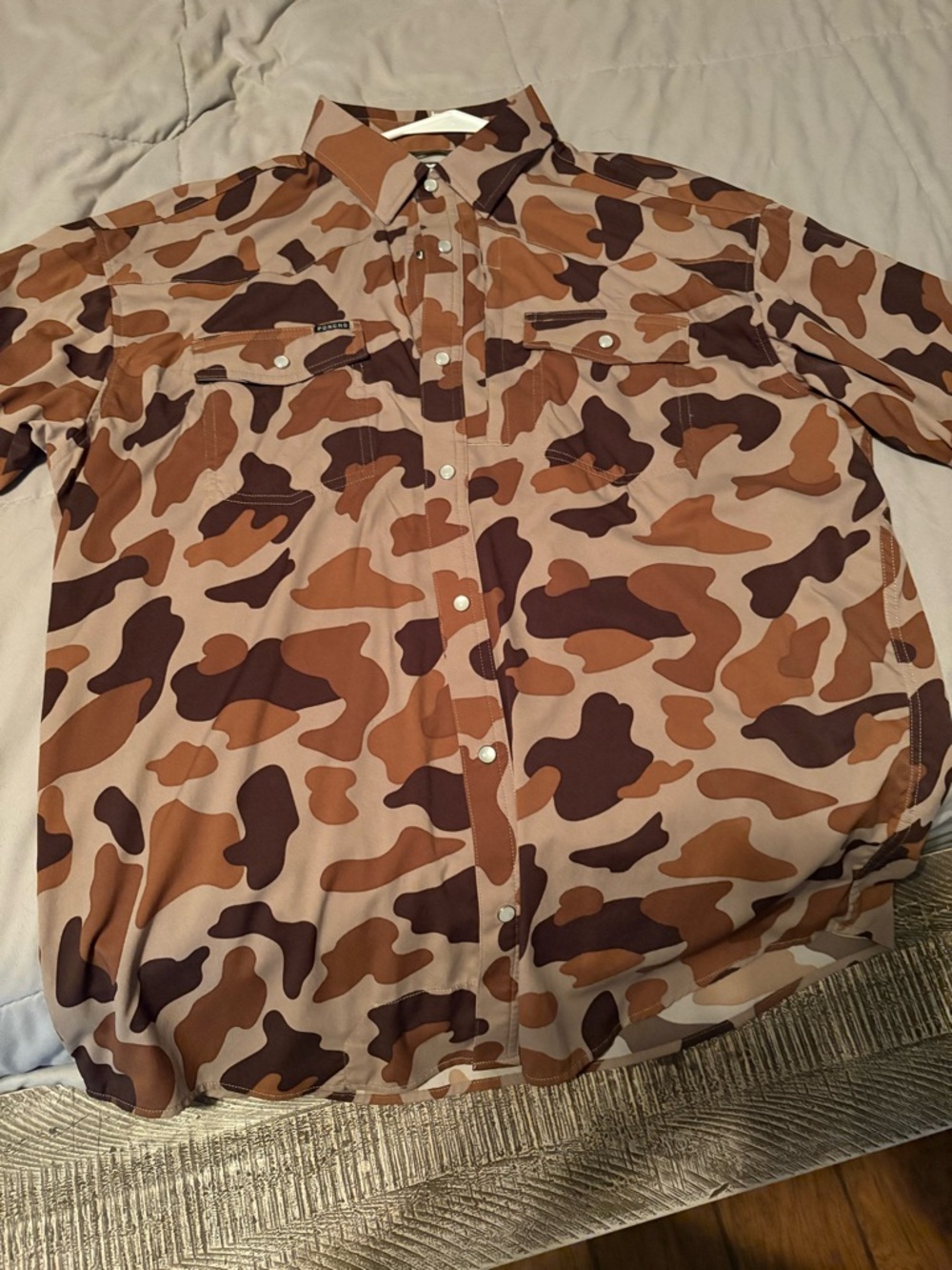 Casual Men's Brown Camo Button-Down Shirt